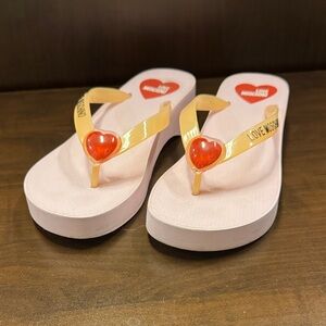 Love Moschino Women's Sandals with Red Heart Accent